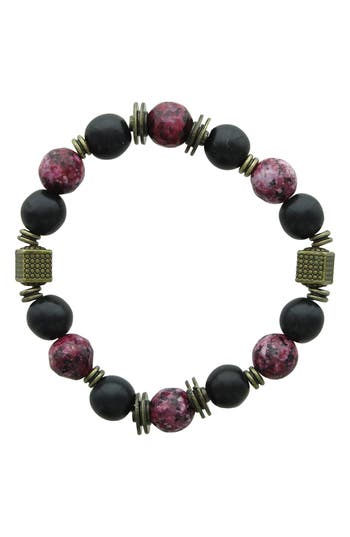 Olivia Welles Dana Beaded Bracelet In Burnished Gold/black