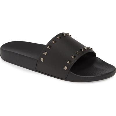 Valentino Garavani Rockstud Slide Sandal, Black