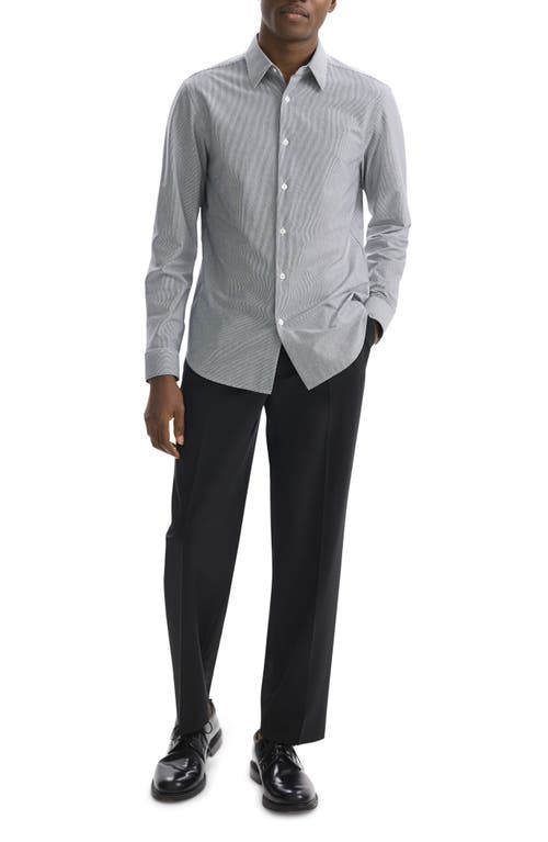 Shop Theory Sylvain Pinstripe Button-up Shirt In Baltic/white