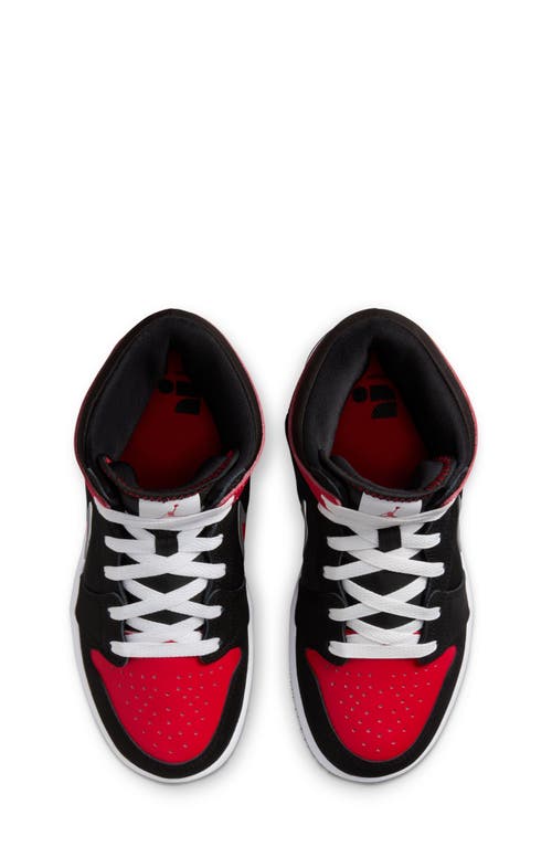 Shop Jordan Kids'  1 Mid Easyon Sneaker In Black/red/white