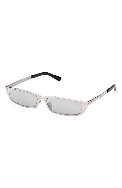 Shop Tom Ford Everett 59mm Square Sunglasses In Shiny Palladium/smoke Mirror