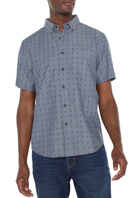 Liverpool Short Sleeve Chambray Button-down Shirt In Chambray Dobby