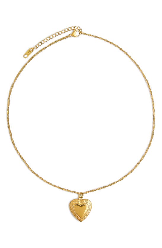 Shop Petit Moments Heart Locket Necklace In Gold