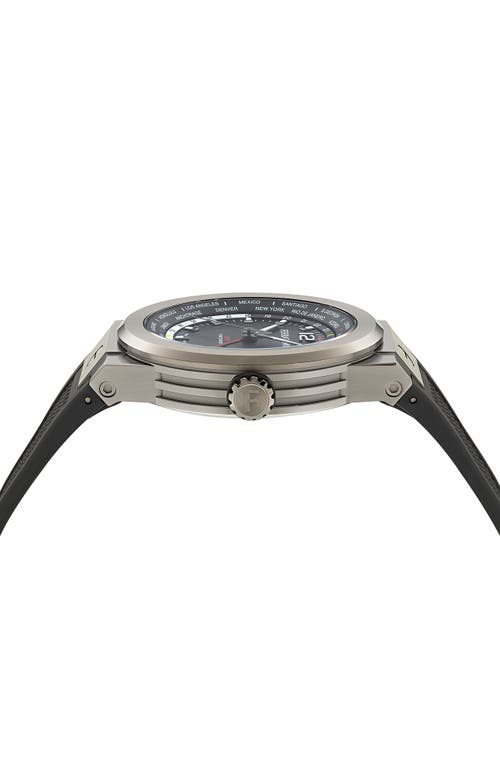 Shop Ferragamo F-80 Gmt Worldtime Silicone Strap Watch, 43mm In Ip Gunmetal