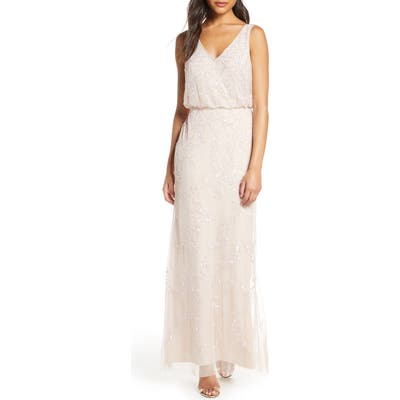 Adrianna Papell Embellished Blouson Gown, Pink