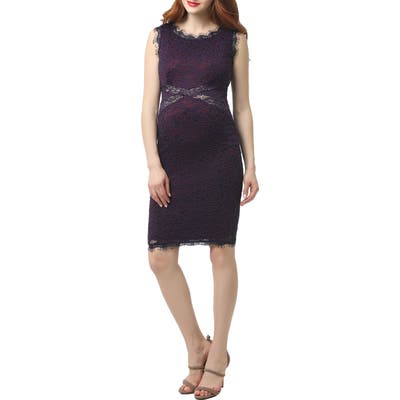 Kimi And Kai Lynn Lace Body-Con Maternity Dress, Purple