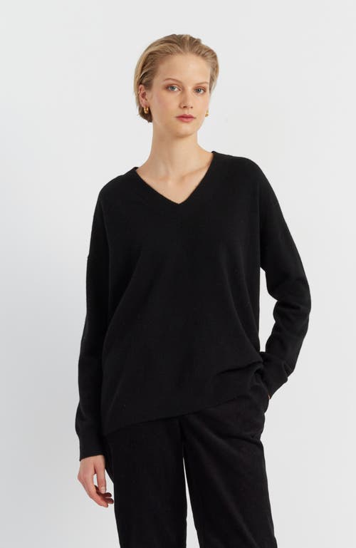 Chinti & Parker Pure Cashmere Relaxed V-neck Sweater In Black