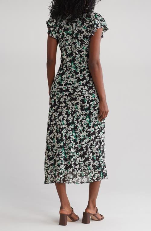 Shop Wishlist Floral Print V-neck Maxi Dress In Black/green