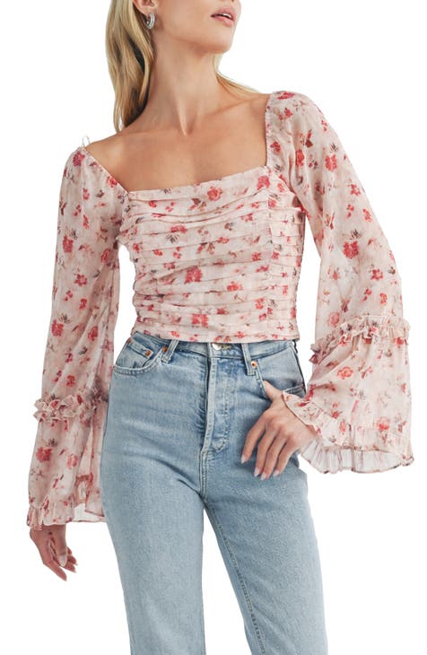 Floral Bell Sleeve Top