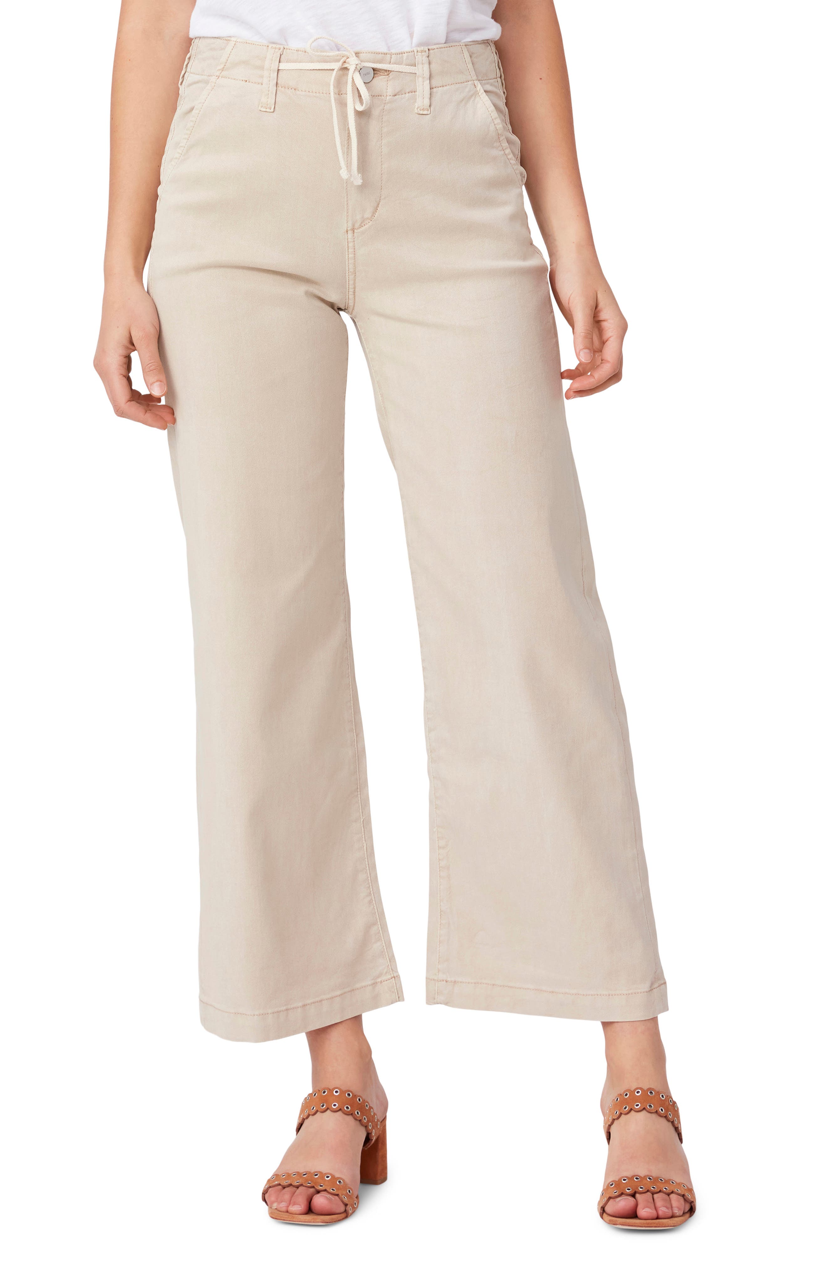 white wide leg ankle pants