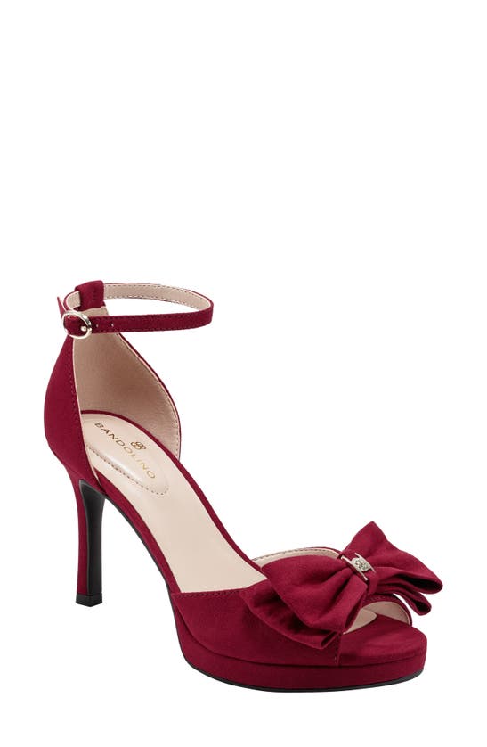 Bandolino Kissly Ankle Strap Sandal In Red - Faux Suede