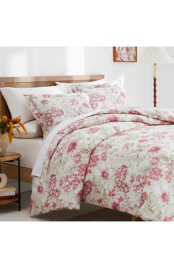 Southshore Fine Linens Skye Collection 3-piece Cotton Duvet Set In Natural/red