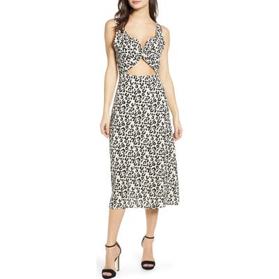 Leith Twist Front Cutout Midi Dress, Ivory
