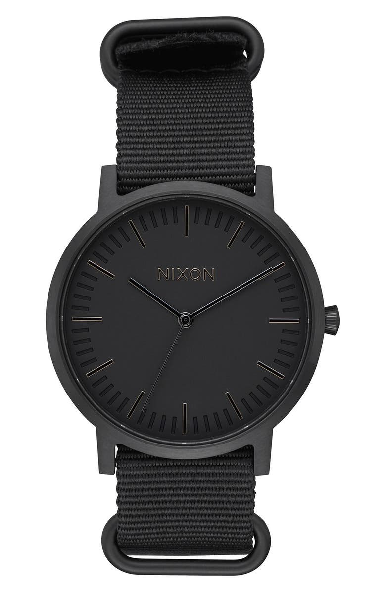 NIXON Porter Nylon Strap Watch, 40mm, Main, color, 001