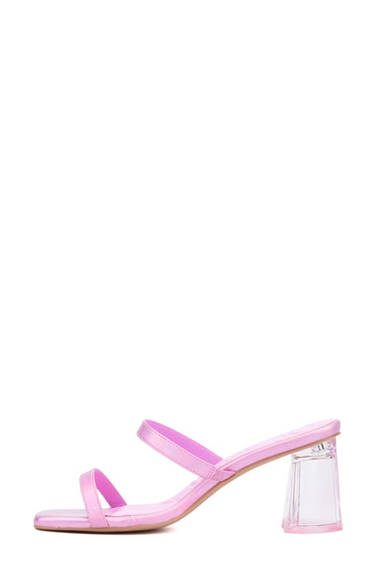 Shop Olivia Miller Lovely Clear Heel Sandal In Neon Pink