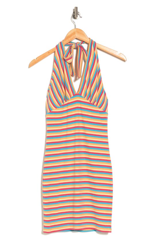 Abound Stripe Organic Cotton Blend Halter Dress In Yellow Multi Cali Stripe