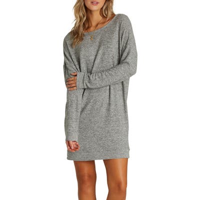 Billabong Reset Button Long Sleeve Sweater Dress, Grey