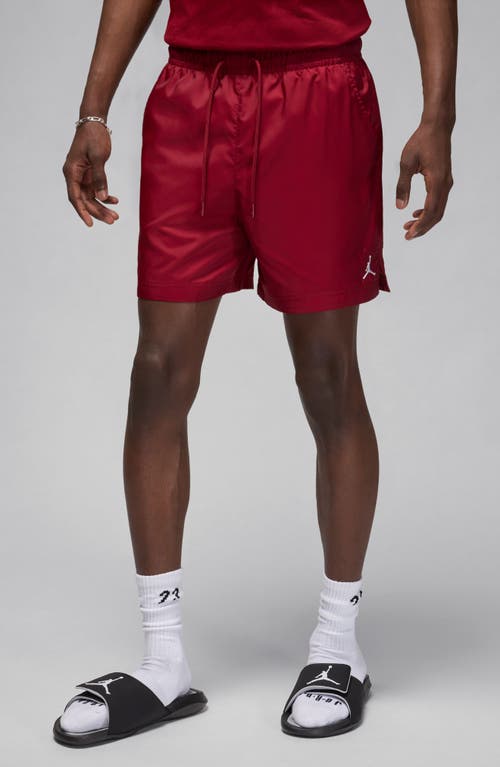 Shop Jordan Essential Poolside Drawstring Shorts In Team Red/white