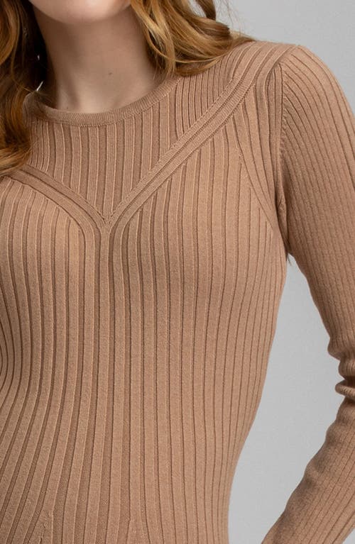 Pietro Brunelli Long Sleeve Rib Maternity Midi Sweater Dress In Light/pastel Brown