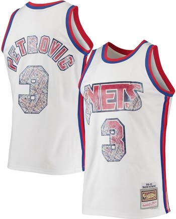Men's Mitchell & Ness Drazen Petrovic White New Jersey Nets 1996-97 Hardwood Classics NBA 75th Anniversary Diamond Swingman Jersey