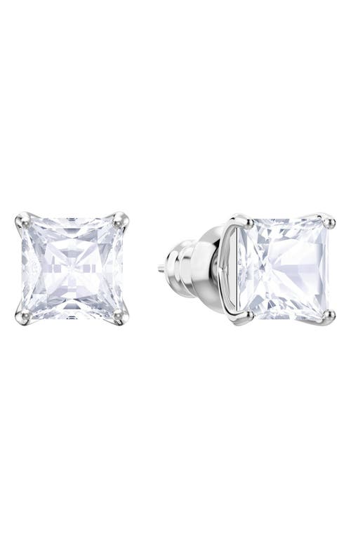 Swarovski Attract Princess Stud Earrings In Silver/clear Crystal
