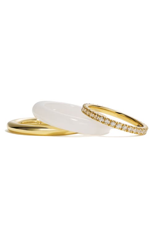 By Pariah Slim Classic Set Of 3 Stacking Rings In White Jasper