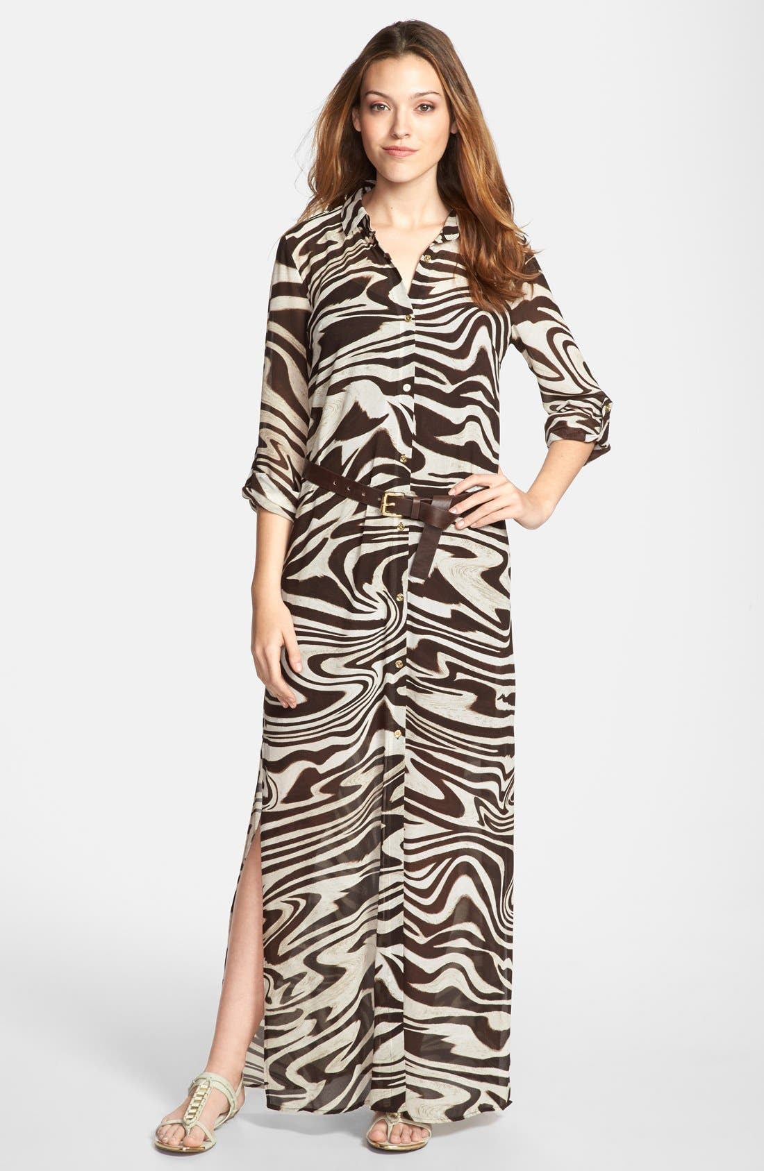 michael kors belted maxi dress