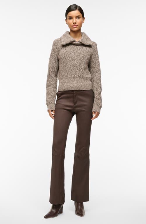 Shop Staud Christopher Marled Wool Blend Collared Sweater In Mocha Melange