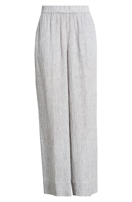 Shop Eileen Fisher Organic Linen Wide Leg Pants In White/ Black