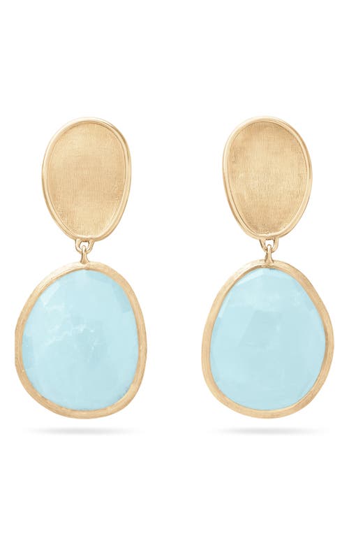 Marco Bicego Lunaria Aquamarine Drop Earrings in 18K Yellow Gold 