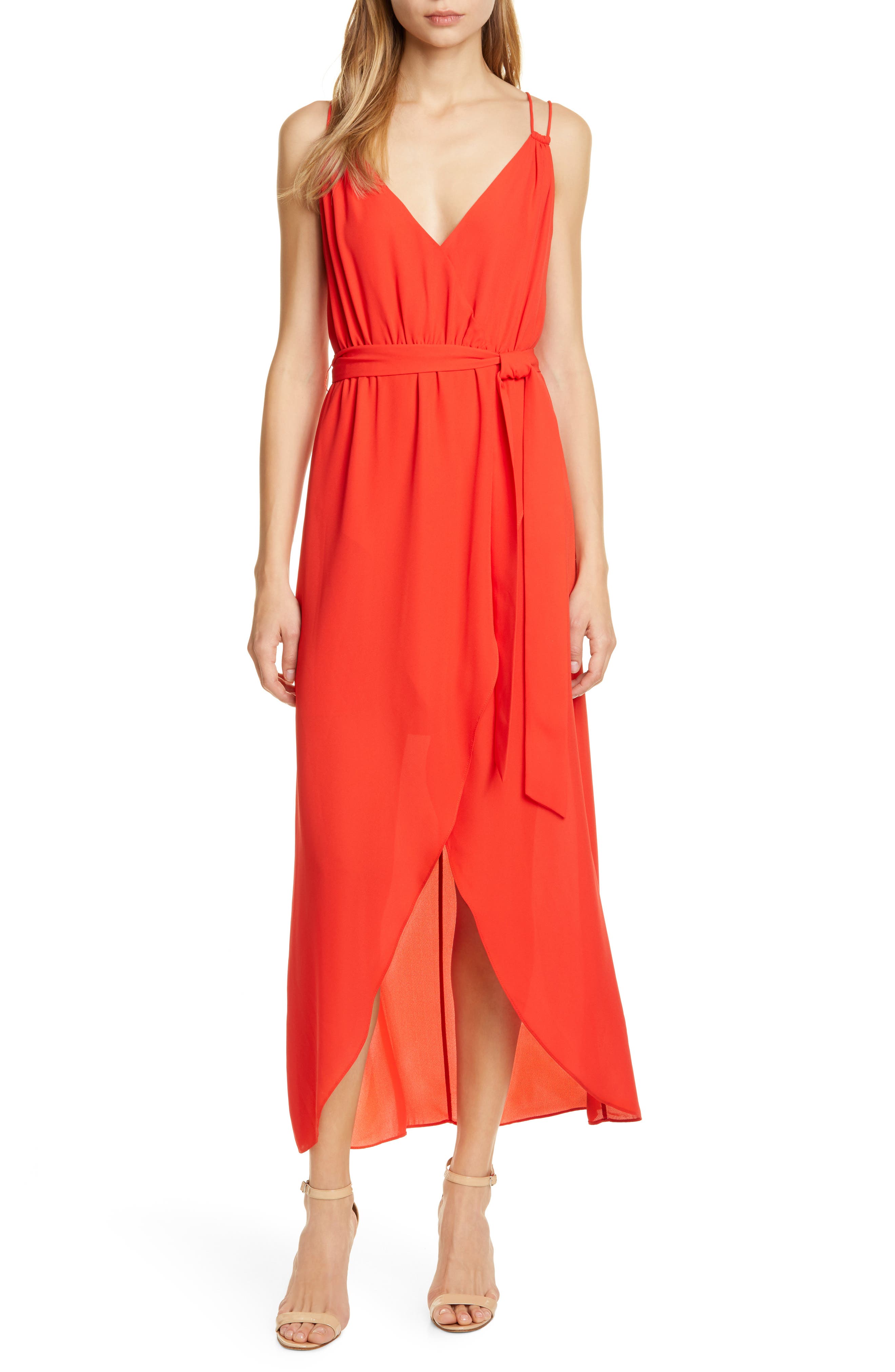 Alice + Olivia High/low Faux Wrap Dress, Red