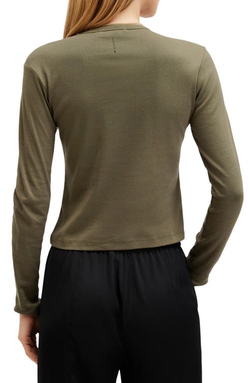 Shop Allsaints Stevie Long Sleeve Organic Cotton T-shirt In Tarmac Green