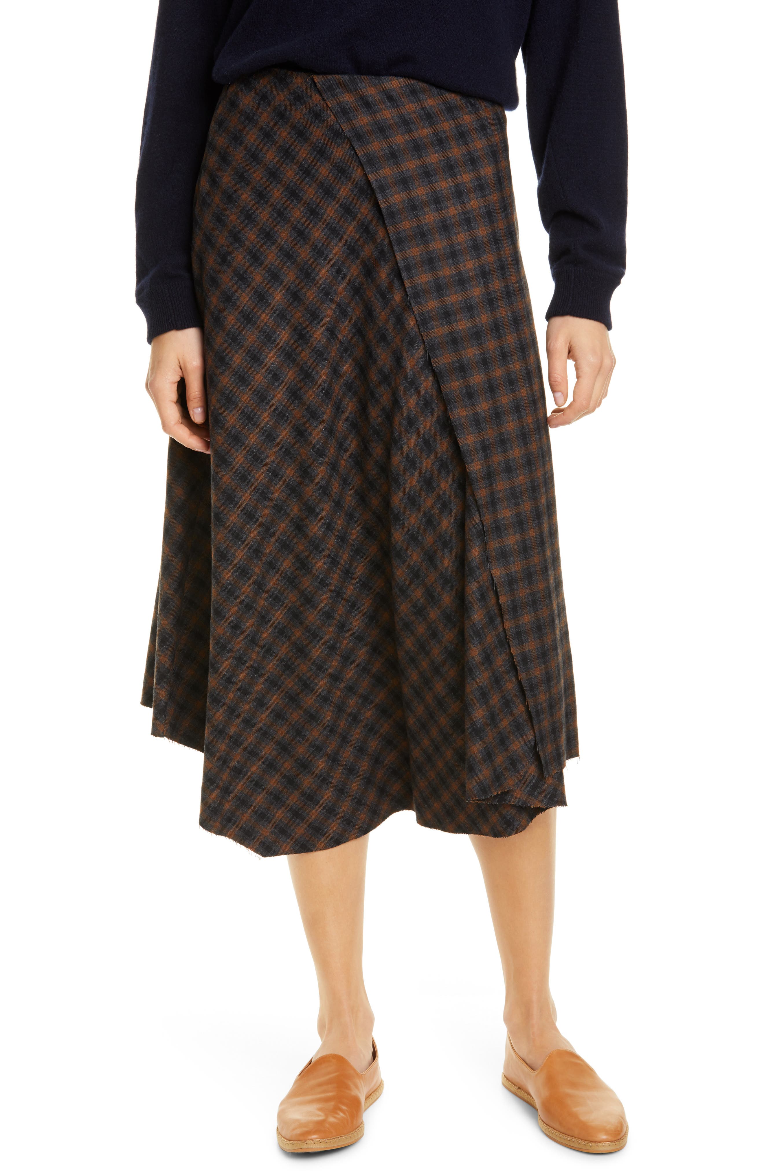 janty asymmetrical plaid pencil skirt