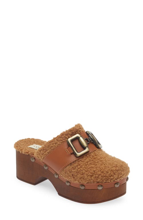 Cordani Winona Faux Shearling Platform Clog In Cuoio/cuoio