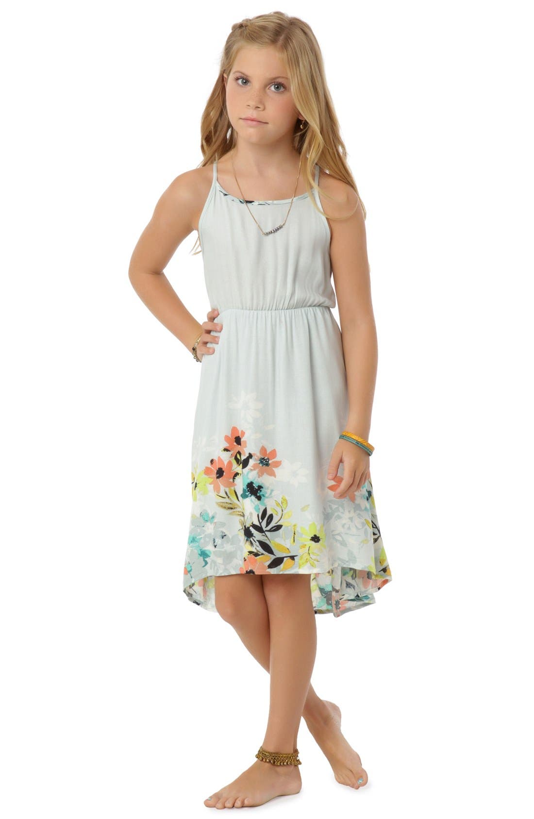O'Neill 'Fiesta' Floral Print High/Low Dress (Little Girls & Big Girls