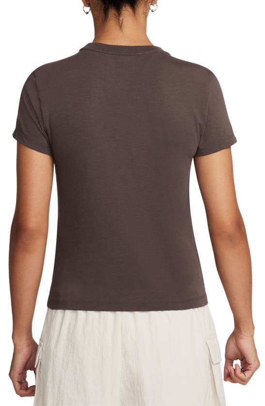 Shop Nike Sportswear Club Chill Knit Mod Crop T-shirt In Baroque Brown/ Baroque Brown