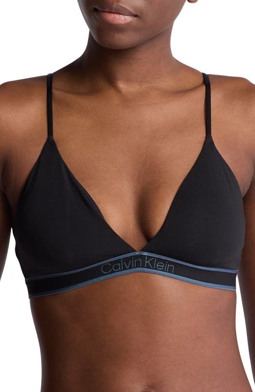 Shop Calvin Klein Tonal Logo Organic Cotton Blend Bra In Black