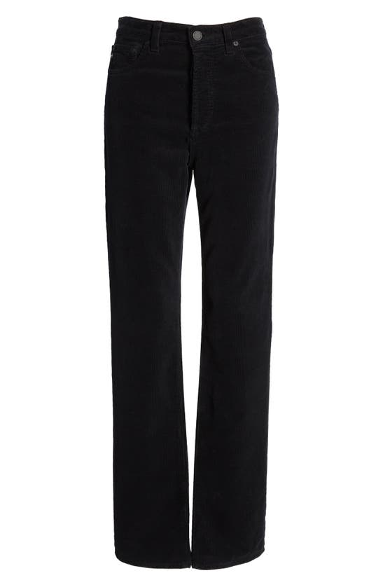 Ag Alexxis High Waist Extended Straight Leg Corduroy Pants In Super Black