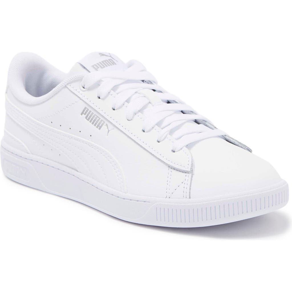 Puma Vikky Leather Sneaker In  White/ Silver