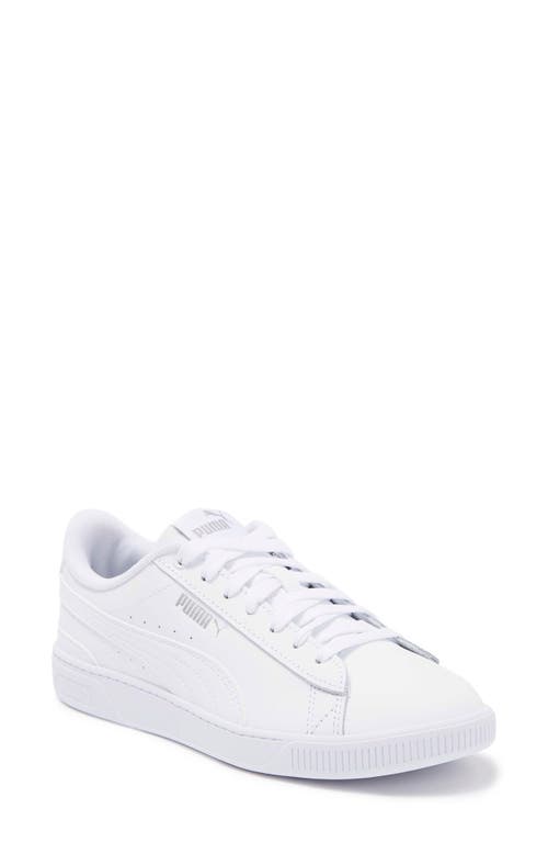Shop Puma Vikky Leather Sneaker In  White/ Silver