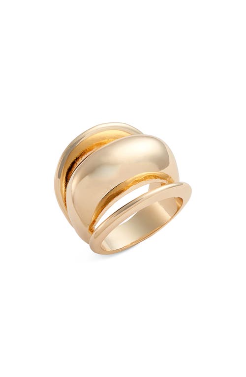 Curved Convex Polished Ring in Gold