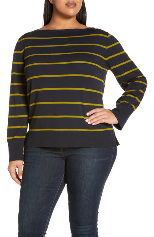 Stripe Bateau Neck Sweater in Ink Multi