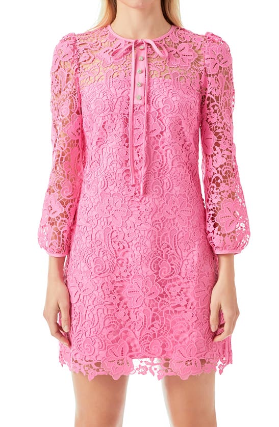 Endless Rose Lace Long Sleeve Minidress In Pink