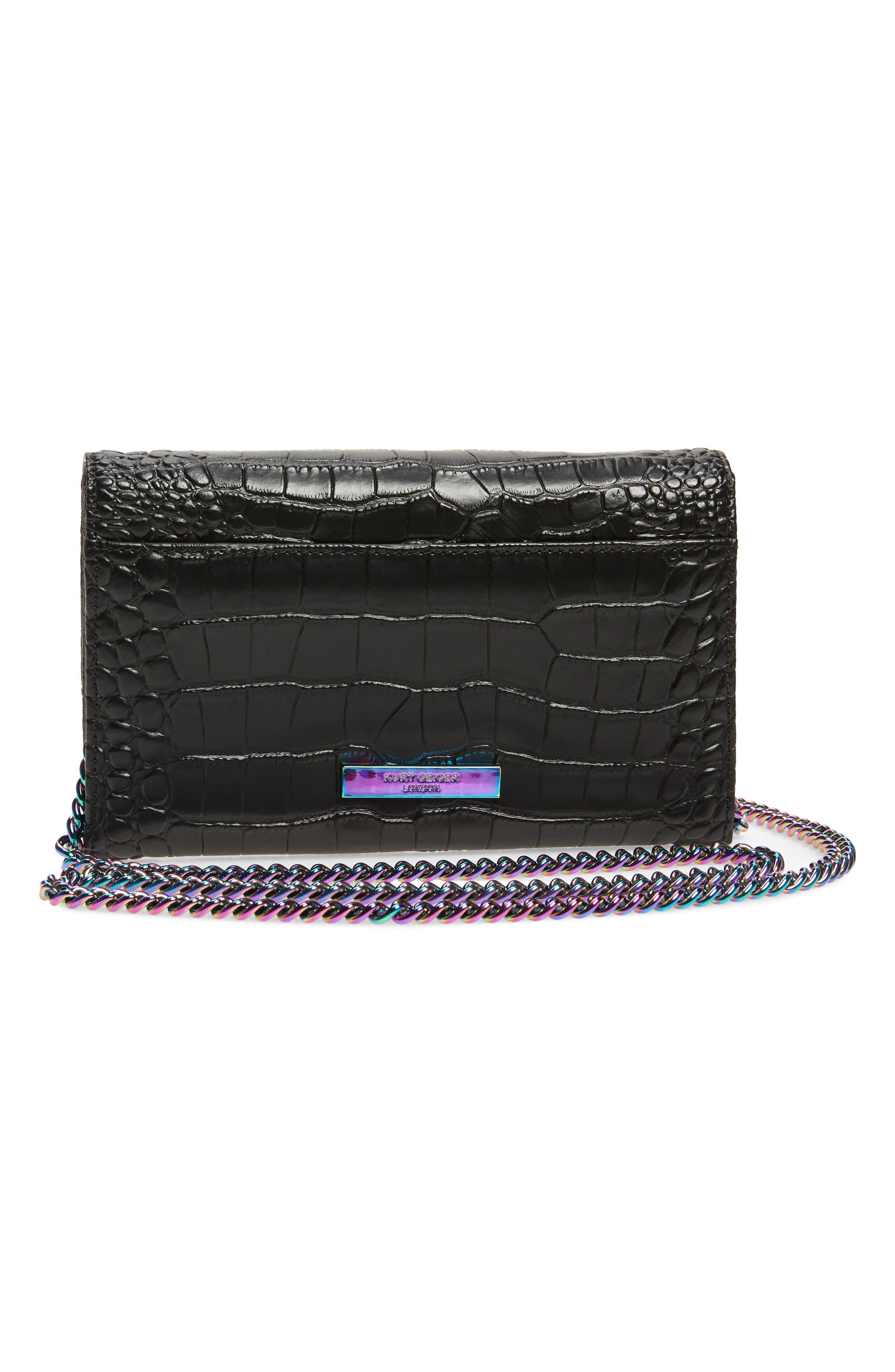 kensington croc embossed leather wallet on a chain
