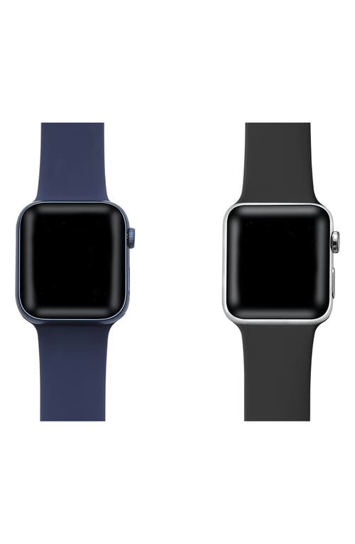 The Posh Tech Assorted 2-pack Silicone Apple Watch® Watchbands In Black/navy