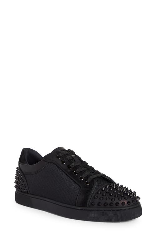 Shop Christian Louboutin Seavaste 2 Orlato Flat Sneaker In B446-black/black Satine