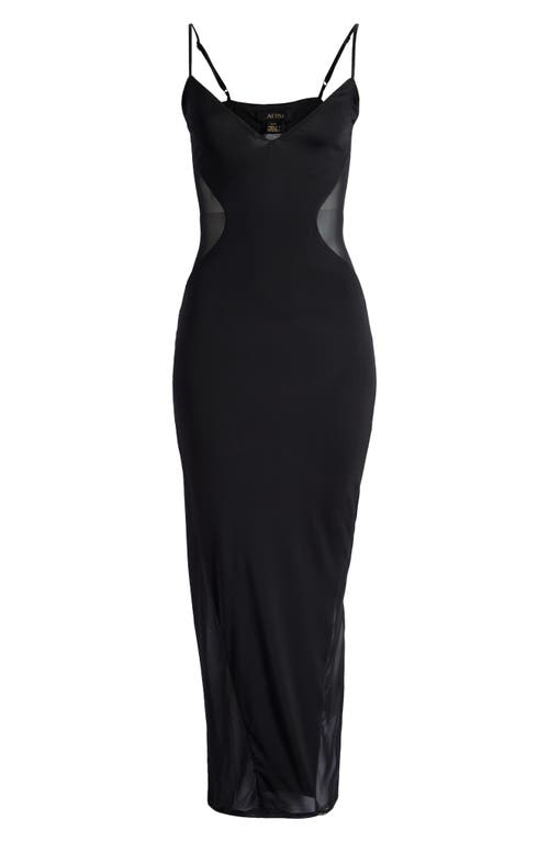 Shop Afrm Alyson Mesh Panel Maxi Dress In Noir