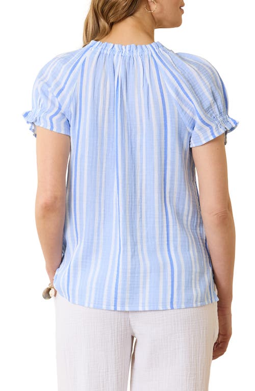 Shop Tommy Bahama Villa Stripe Solstice Cotton Button-up Top In Blue Vault