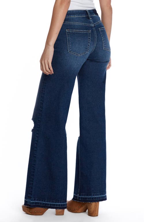 Shop Hint Of Blu Deconstructed Wide Leg Jeans In Ripped Blue