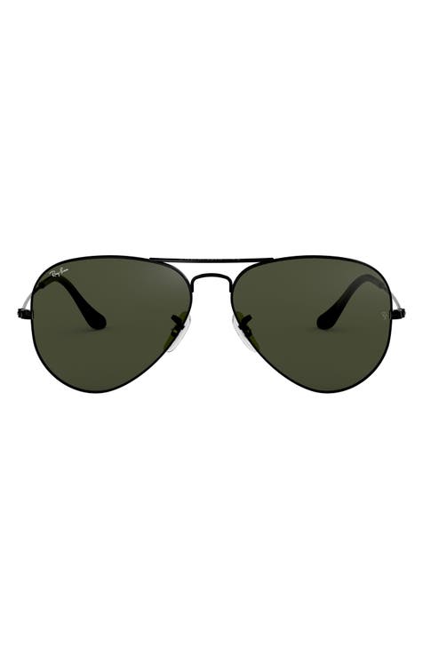 Women's Black Aviator Sunglasses